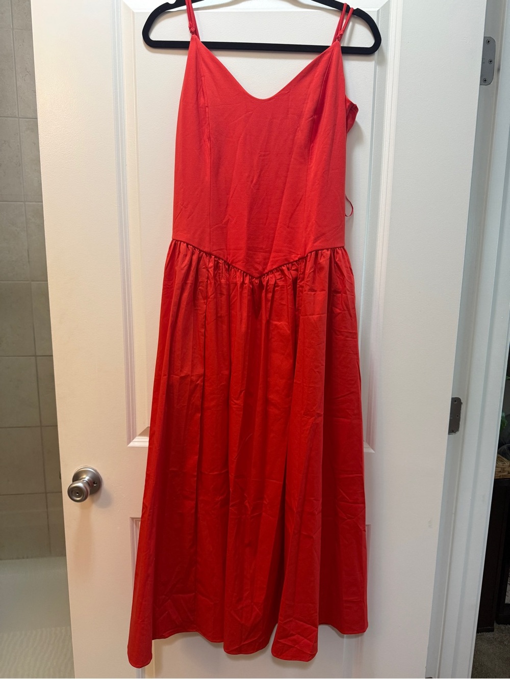Red Spaghetti Strap Maxi Dress from Express never worn.